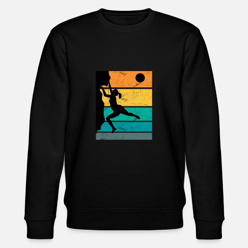Retro Boulder Felsklettern Freiklettern - Stanley/Stella Unisex Bio-Sweatshirt CHANGER  - Schwarz