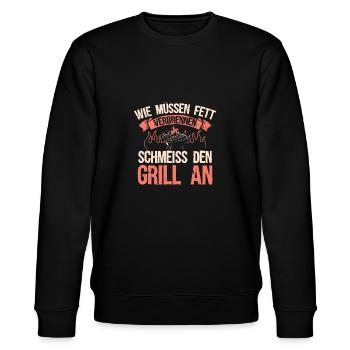 Wir Müssen Fett Verbrennen Schmeiss Den Grill An - Stanley/Stella Unisex Bio-Sweatshirt CHANGER  - Schwarz - Vorne - Nik (191cm) & Marisol (170cm)