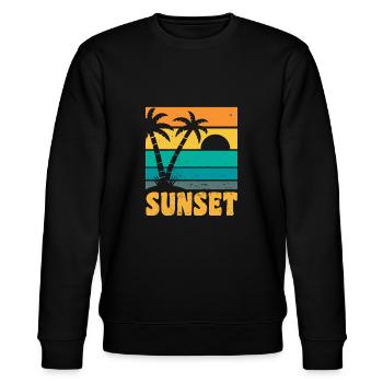 Sunset Retro Style - Stanley/Stella Unisex Bio-Sweatshirt CHANGER  - Schwarz - Vorne - Nik (191cm) & Marisol (170cm)