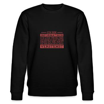 "Informatiker Solve Problems | Informatik" - Stanley/Stella Unisex Bio-Sweatshirt CHANGER  - Schwarz - Vorne - Nik (191cm) & Marisol (170cm)