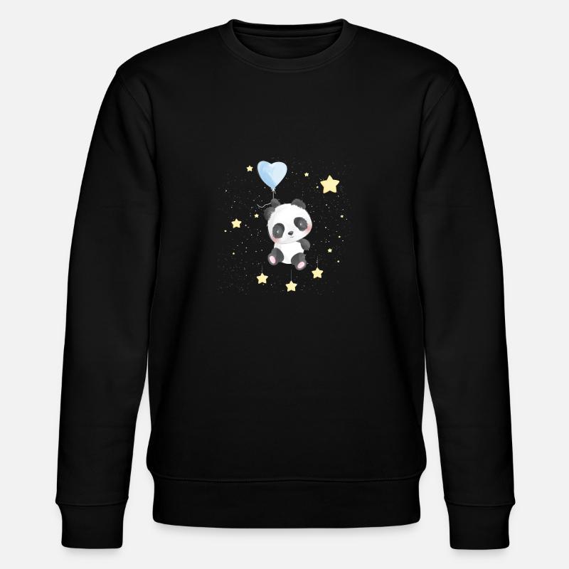 Space Panda mit Sternen - Stanley/Stella Unisex Bio-Sweatshirt CHANGER  - Schwarz