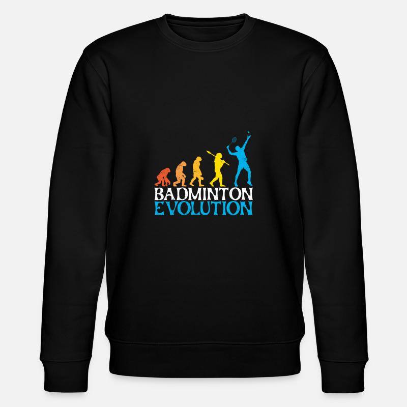 Badminton Evolution Affe Badmintonspieler - Stanley/Stella Unisex Bio-Sweatshirt CHANGER  - Schwarz