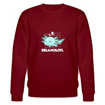 Relaxolotl Late Riser Axolotl - Stanley/Stella CHANGER Unisex Organic Sweatshirt - burgundy - Front - Nik (191cm) & Marisol (170cm)