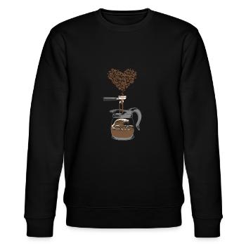 Barista And Great Wave Coffee Beans Art - Stanley/Stella Unisex Bio-Sweatshirt CHANGER  - Schwarz - Vorne - Nik (191cm) & Marisol (170cm)