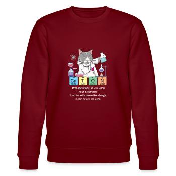 Funny Inorganic Chemistry Cat Art Gift - Stanley/Stella CHANGER Unisex Organic Sweatshirt - burgundy - Front - Nik (191cm) & Marisol (170cm)