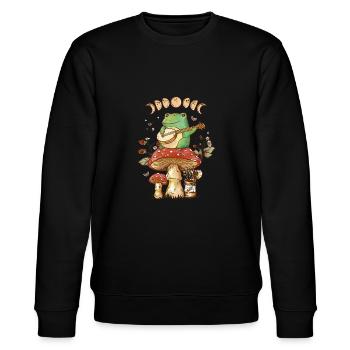 Cottagecore Aesthetic Frog avec Banjo Mushroom Art - Sweat bio CHANGER Stanley/Stella Unisexe - noir - Devant - Nik (191cm) & Marisol (170cm)