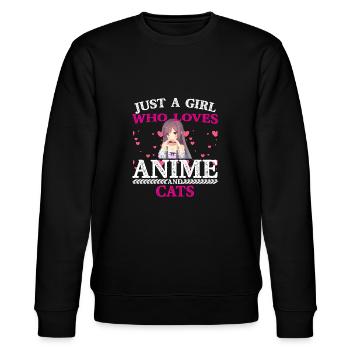 Just A Girl Who Loves And Cats - Stanley/Stella Unisex Bio-Sweatshirt CHANGER  - Schwarz - Vorne - Nik (191cm) & Marisol (170cm)