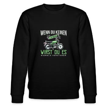 "Wenn Du kein Besitzt" T-Shirt I Simson-S51 - Stanley/Stella Unisex Bio-Sweatshirt CHANGER  - Schwarz - Vorne - Nik (191cm) & Marisol (170cm)