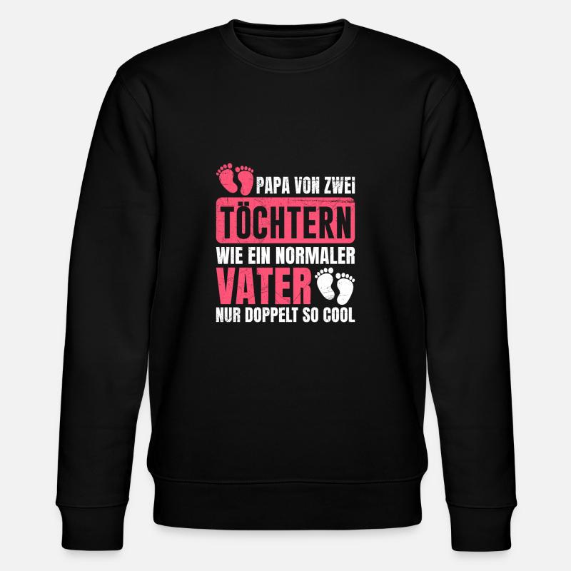 Papa 2 Töchter - Stanley/Stella Unisex Bio-Sweatshirt CHANGER  - Schwarz
