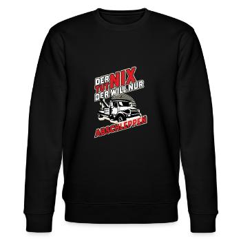 Abschlepper Abschleppauto Geschenk Abschleppwagen - Stanley/Stella Unisex Bio-Sweatshirt CHANGER  - Schwarz - Vorne - Nik (191cm) & Marisol (170cm)