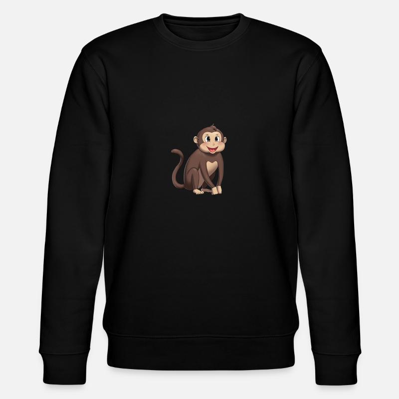 Happy Tiere Glücklicher Affe - Stanley/Stella Unisex Bio-Sweatshirt CHANGER  - Schwarz