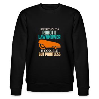 Rasen mähen Roboter Mähroboter - Stanley/Stella Unisex Bio-Sweatshirt CHANGER  - Schwarz - Vorne - Nik (191cm) & Marisol (170cm)