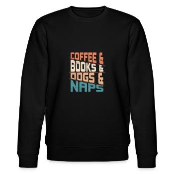 Coffee & Books And Dogs & Naps Caffeinated Dog Lo - Stanley/Stella Unisex Bio-Sweatshirt CHANGER  - Schwarz - Vorne - Nik (191cm) & Marisol (170cm)