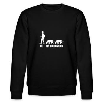 Ich und meine Follower Hund Hunde Hündchen Hunde - Stanley/Stella Unisex Bio-Sweatshirt CHANGER  - Schwarz - Vorne - Nik (191cm) & Marisol (170cm)