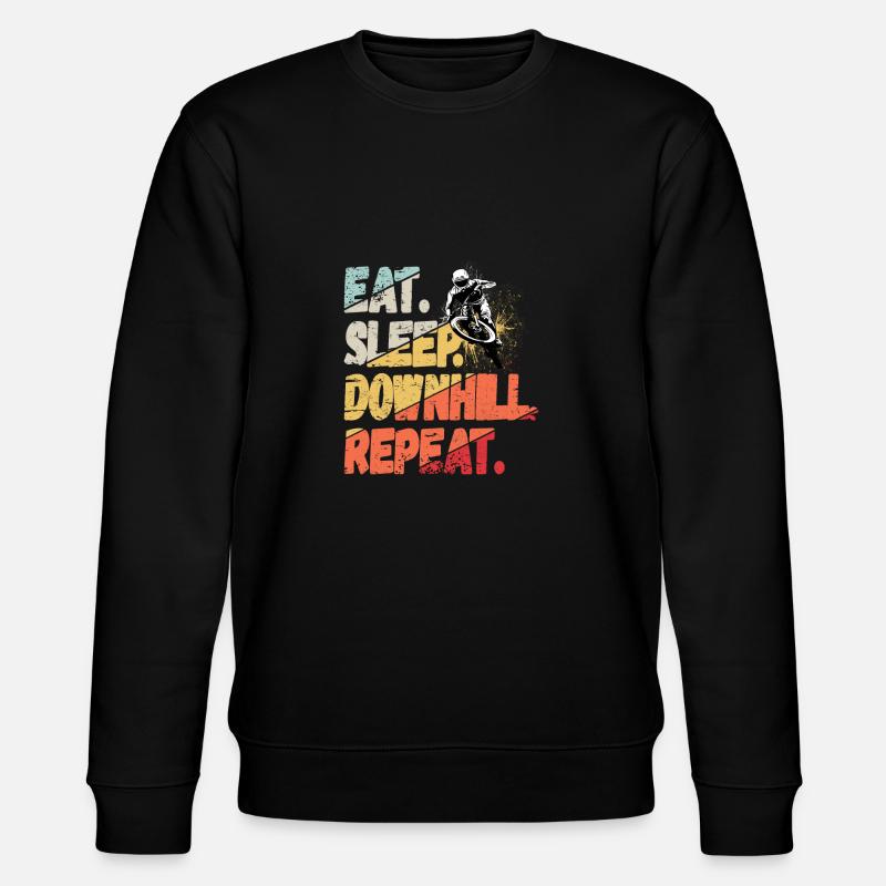Eat Sleep Downhill Repeat Berge Retro Wave Vintage - Stanley/Stella Unisex Bio-Sweatshirt CHANGER  - Schwarz