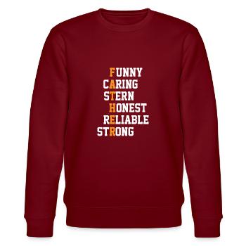 Funny Caring Stern Honest Dad Joke - Stanley/Stella CHANGER Unisex Organic Sweatshirt - burgundy - Front - Nik (191cm) & Marisol (170cm)
