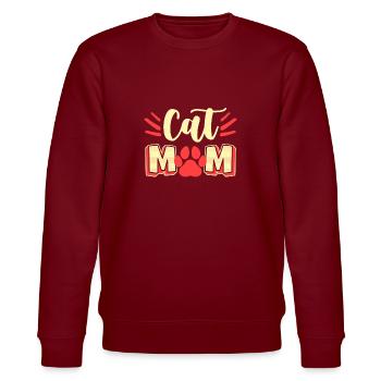 Cat mom | Cat owner lovers | Mother’s Day - Stanley/Stella CHANGER Unisex Organic Sweatshirt - burgundy - Front - Nik (191cm) & Marisol (170cm)