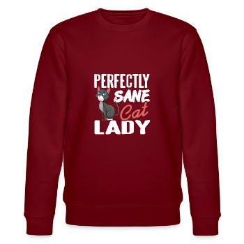 Perfectly Sane Cat Lady Funny Cat Lover T-Shirt - Stanley/Stella Unisex Bio-Sweatshirt CHANGER  - Burgunderrot - Vorne - Nik (191cm) & Marisol (170cm)