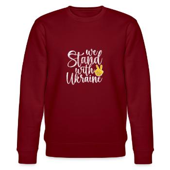 I Stand With Ukraine - Stanley/Stella Unisex Bio-Sweatshirt CHANGER  - Burgunderrot - Vorne - Nik (191cm) & Marisol (170cm)
