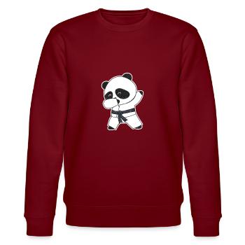 Lustige Dabbing Karate Baby Panda Bär Kampfkunst - Stanley/Stella Unisex Bio-Sweatshirt CHANGER  - Burgunderrot - Vorne - Nik (191cm) & Marisol (170cm)