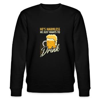 Der tut nix der will nur Bier Saufen Männer - Stanley/Stella Unisex Bio-Sweatshirt CHANGER  - Schwarz - Vorne - Nik (191cm) & Marisol (170cm)
