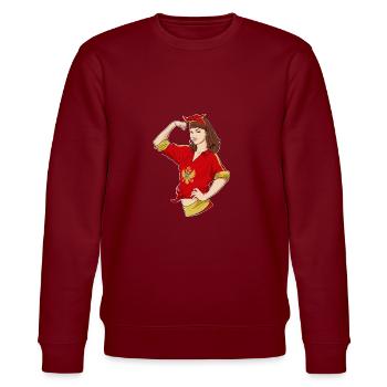 Montenegrin Girl Unbreakable I Heritage - Stanley/Stella Unisex Bio-Sweatshirt CHANGER  - Burgunderrot - Vorne - Nik (191cm) & Marisol (170cm)
