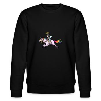 Pixelart Unicorn - Stanley/Stella CHANGER Unisex Organic Sweatshirt - black - Front - Nik (191cm) & Marisol (170cm)