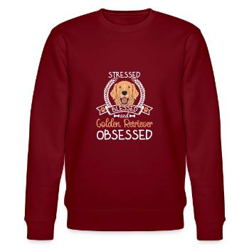 Gesegneter Golden Retriever Besessener Lustiger - Stanley/Stella Unisex Bio-Sweatshirt CHANGER  - Burgunderrot - Vorne - Nik (191cm) & Marisol (170cm)