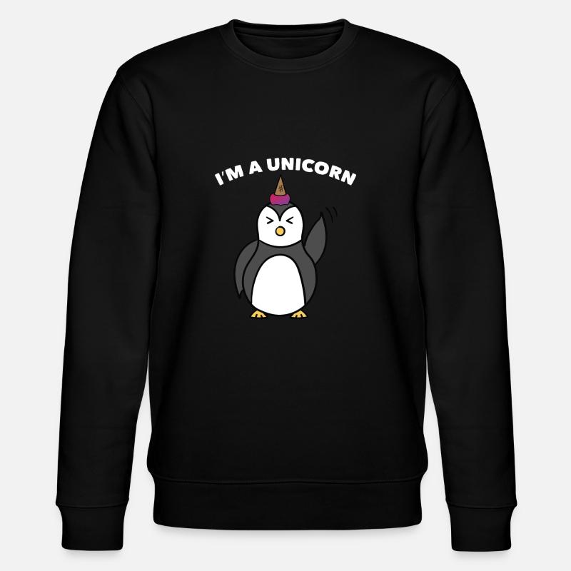 Einhorn-Pinguin - Stanley/Stella Unisex Bio-Sweatshirt CHANGER  - Schwarz