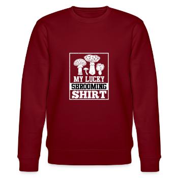 Pilzsammler Spruch - Stanley/Stella Unisex Bio-Sweatshirt CHANGER  - Burgunderrot - Vorne - Nik (191cm) & Marisol (170cm)