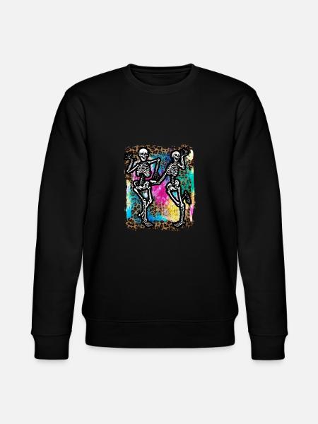 Halloween Skeletons Dancing Tie Dye - Stanley/Stella CHANGER Unisex Organic Sweatshirt - black