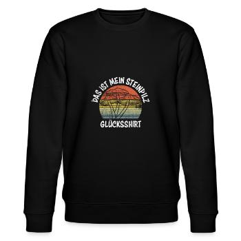 Glücksshirt Steinpilz Sammler Pilzsammer - Stanley/Stella Unisex Bio-Sweatshirt CHANGER  - Schwarz - Vorne - Nik (191cm) & Marisol (170cm)
