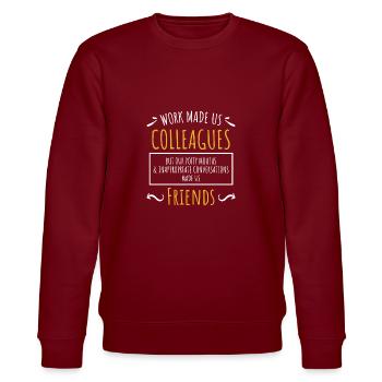 Arbeitskollege Freund Verabschiedung Jobwechsel - Stanley/Stella Unisex Bio-Sweatshirt CHANGER  - Burgunderrot - Vorne - Nik (191cm) & Marisol (170cm)