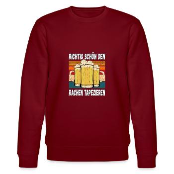 Richtig schön den Rachen Tapezieren Trinkspruch - Stanley/Stella Unisex Bio-Sweatshirt CHANGER  - Burgunderrot - Vorne - Nik (191cm) & Marisol (170cm)