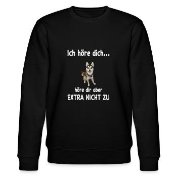 Alaskan Klee Kai Hund - Alaskan Klee Kai - Stanley/Stella Unisex Bio-Sweatshirt CHANGER  - Schwarz - Vorne - Nik (191cm) & Marisol (170cm)