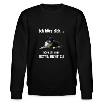 Border Collie Hund - Border Collie - Stanley/Stella Unisex Bio-Sweatshirt CHANGER  - Schwarz - Vorne - Nik (191cm) & Marisol (170cm)