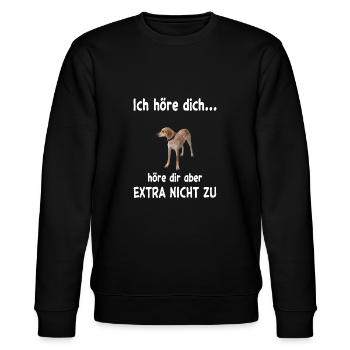 English Coonhound Hund - English Coonhound - Stanley/Stella Unisex Bio-Sweatshirt CHANGER  - Schwarz - Vorne - Nik (191cm) & Marisol (170cm)