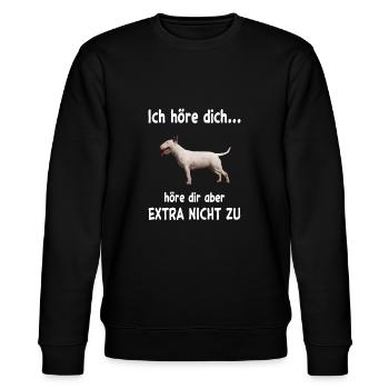 Bullterrier Hund - Bullterrier - Stanley/Stella Unisex Bio-Sweatshirt CHANGER  - Schwarz - Vorne - Nik (191cm) & Marisol (170cm)