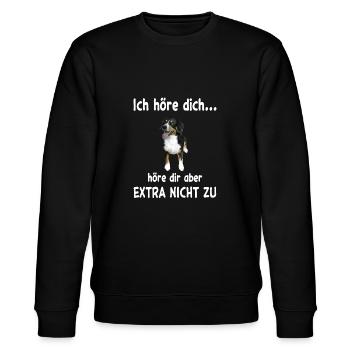 Entlebucher Sennenhund Hund - Stanley/Stella Unisex Bio-Sweatshirt CHANGER  - Schwarz - Vorne - Nik (191cm) & Marisol (170cm)