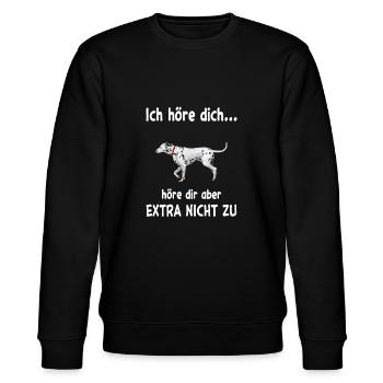 Dalmatiner Hund - Dalmatiner - Stanley/Stella Unisex Bio-Sweatshirt CHANGER  - Schwarz - Vorne - Nik (191cm) & Marisol (170cm)