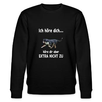 Grosser Schweizer Sennenhund - Stanley/Stella Unisex Bio-Sweatshirt CHANGER  - Schwarz - Vorne - Nik (191cm) & Marisol (170cm)