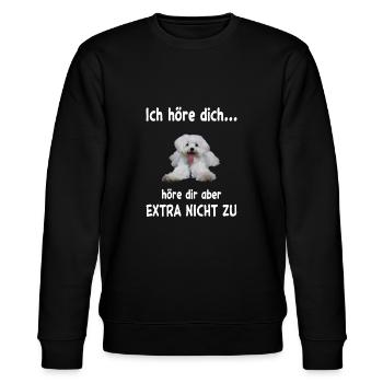 Malteser Hund - Malteser - Stanley/Stella Unisex Bio-Sweatshirt CHANGER  - Schwarz - Vorne - Nik (191cm) & Marisol (170cm)