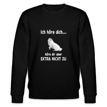 Pyrenäen Berghund Hund - Pyrenäen Berghund - Stanley/Stella Unisex Bio-Sweatshirt CHANGER  - Schwarz - Vorne - Nik (191cm) & Marisol (170cm)