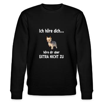 Yorkshire Terrier Hund - Yorkshire Terrier - Stanley/Stella Unisex Bio-Sweatshirt CHANGER  - Schwarz - Vorne - Nik (191cm) & Marisol (170cm)