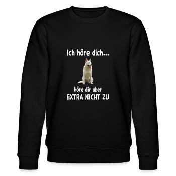 Weisser Schäferhund Hund - Weisser Schäferhund - Stanley/Stella Unisex Bio-Sweatshirt CHANGER  - Schwarz - Vorne - Nik (191cm) & Marisol (170cm)