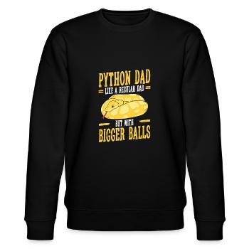 Banana Ball Python Dad Like A Regular Dad But - Stanley/Stella Unisex Bio-Sweatshirt CHANGER  - Schwarz - Vorne - Nik (191cm) & Marisol (170cm)