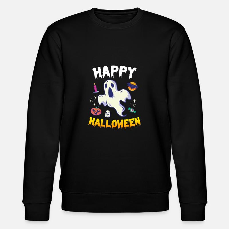 Happy Halloween Ghost - Stanley/Stella CHANGER Unisex Organic Sweatshirt - black