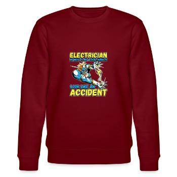 Electrician - Be nice to me - Electronics technician Lustig - Stanley/Stella CHANGER Unisex Organic Sweatshirt - burgundy - Front - Nik (191cm) & Marisol (170cm)