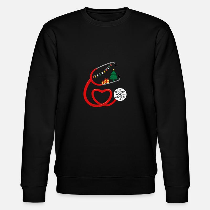 Nurse Christmas Tree Snowflake - Stanley/Stella CHANGER Unisex Organic Sweatshirt - black