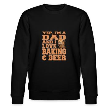 Yep I'm A DAD & I Love Baking & Beer Retro Funny - Stanley/Stella Unisex Bio-Sweatshirt CHANGER  - Schwarz - Vorne - Nik (191cm) & Marisol (170cm)